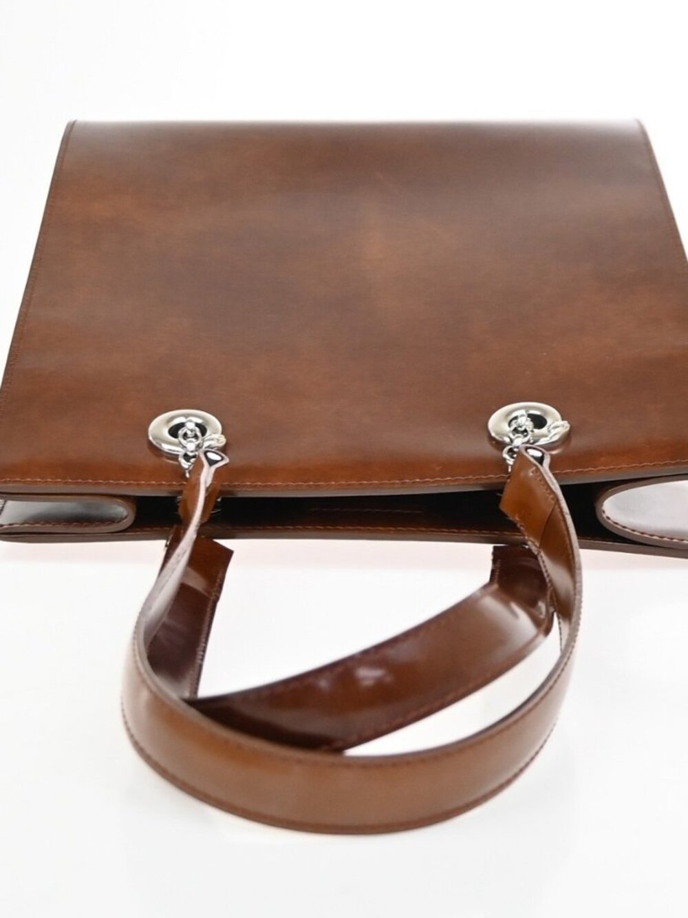 CARTIER Logo Panther Chain Shoulder Bag Patent Leather Brown SHW Frace 84RL974 - Picture 6 of 15